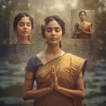 A Mystical Collage of an Indian Woman with Spiritual Mandala Patterns Emerging | saree photoshoot ai prompt