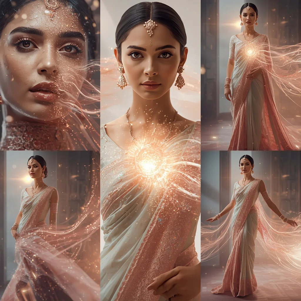 Festive Pastel Saree Hypnotic Ripple Vortex Energy Core Collage | Mesmerizing Glow Prompt | instagram trending prompt copy and paste — AI image prompt
